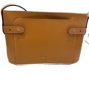 LAUREN RALPH LAUREN  Women’s Tan Leather Crossbody Bag Adjustable Strap